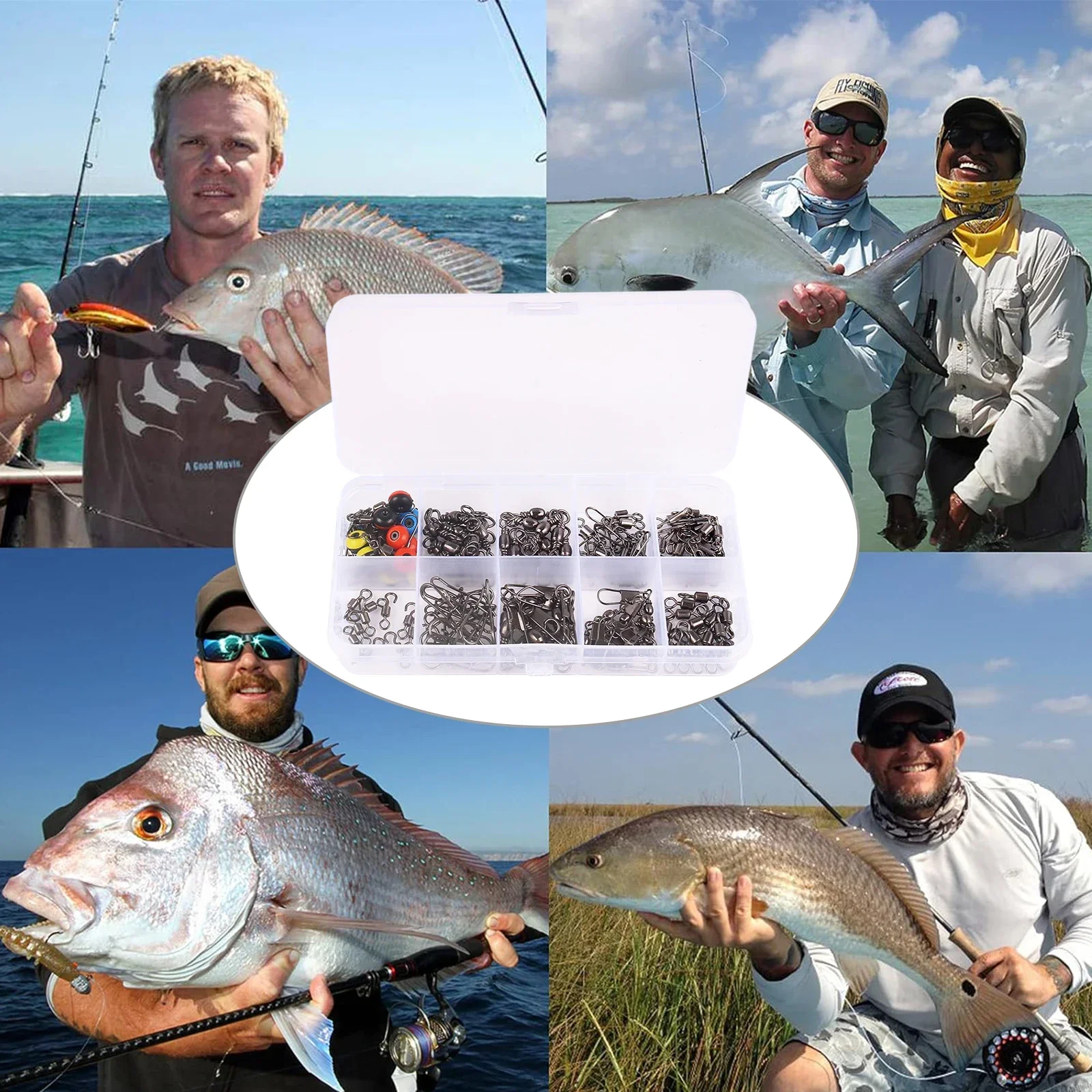 115개 낚시 스위블 커넥터 키트(박스 포함) - 볼  - Fishing Equipment Box 리뷰 및 가격