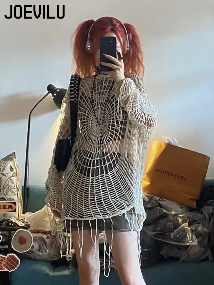 JOEVILU 중공 니트 후드 탑 여성 고스 스파이더  - Fishing Equipment Net 리뷰 및 가격