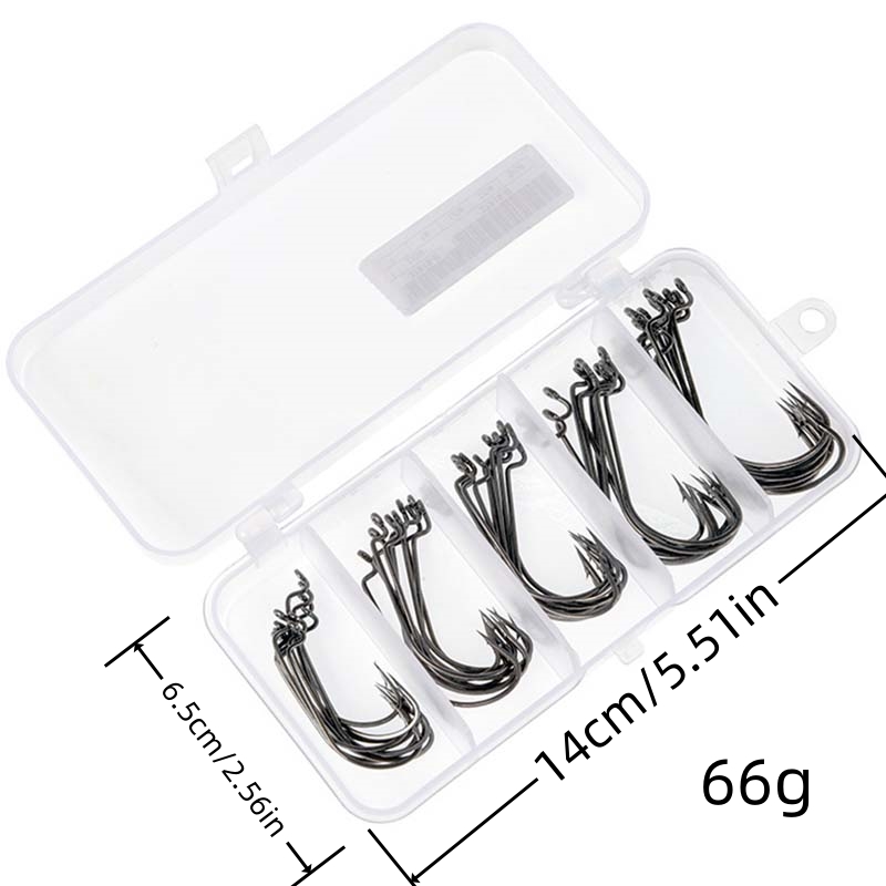 50개/박스 고탄소강 낚시 바늘 오프셋 와이드 갭 바브 - Fishing Equipment Organizer 리뷰 및 가격