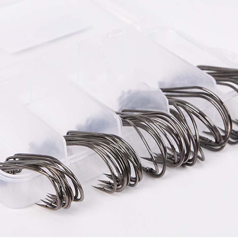50개/박스 고탄소강 낚시 바늘 오프셋 와이드 갭 바브 - Fishing Equipment Organizer 리뷰 및 가격