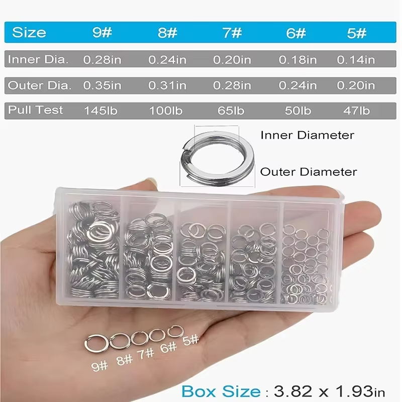 5 사이즈 스테인레스 스틸 낚시용 스플릿 링 고강도 대 - Fishing Equipment Box 리뷰 및 가격