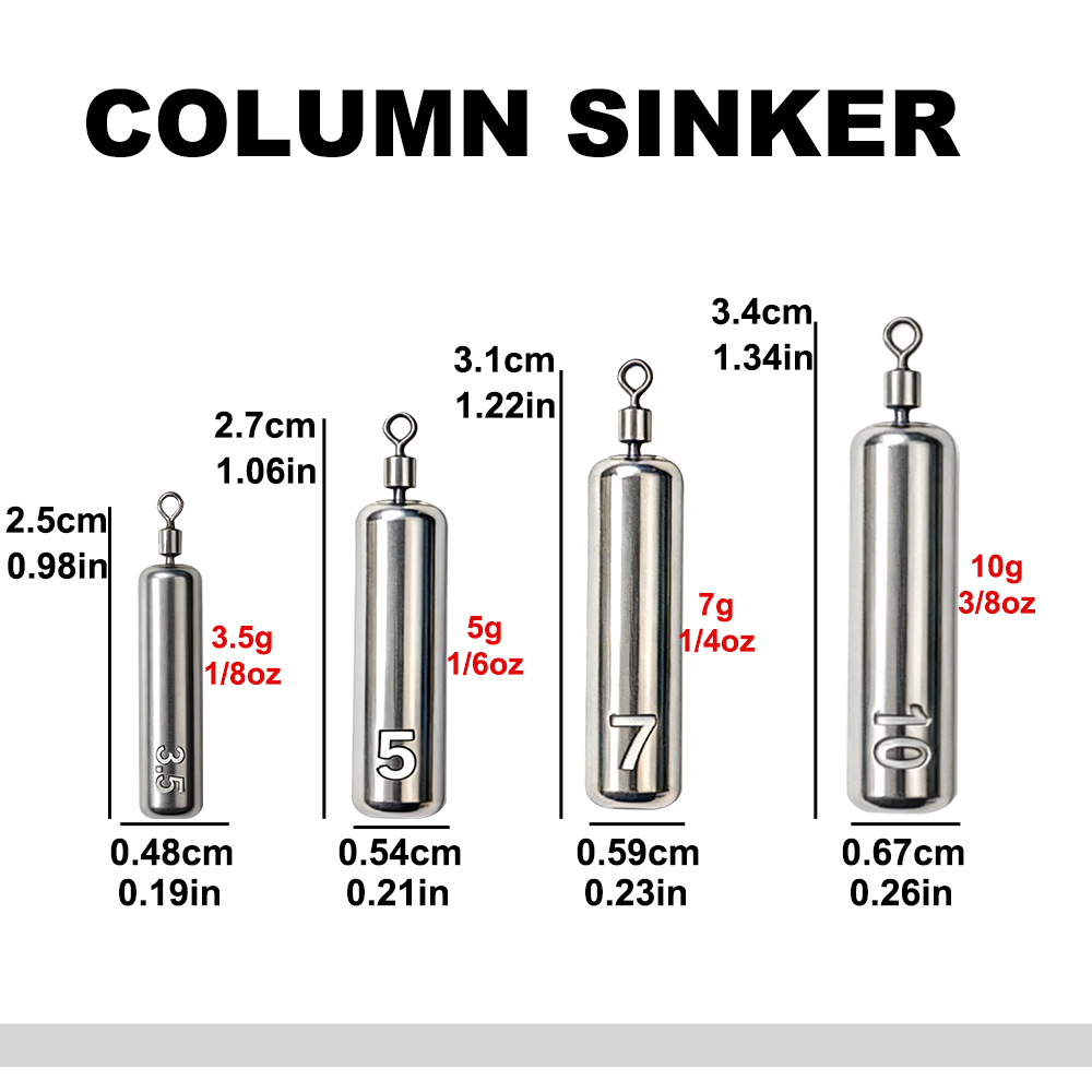 10-40개입 컬럼형 낚시 추(웨이트) 3.5-10g  - Fishing Equipment Box 리뷰 및 가격